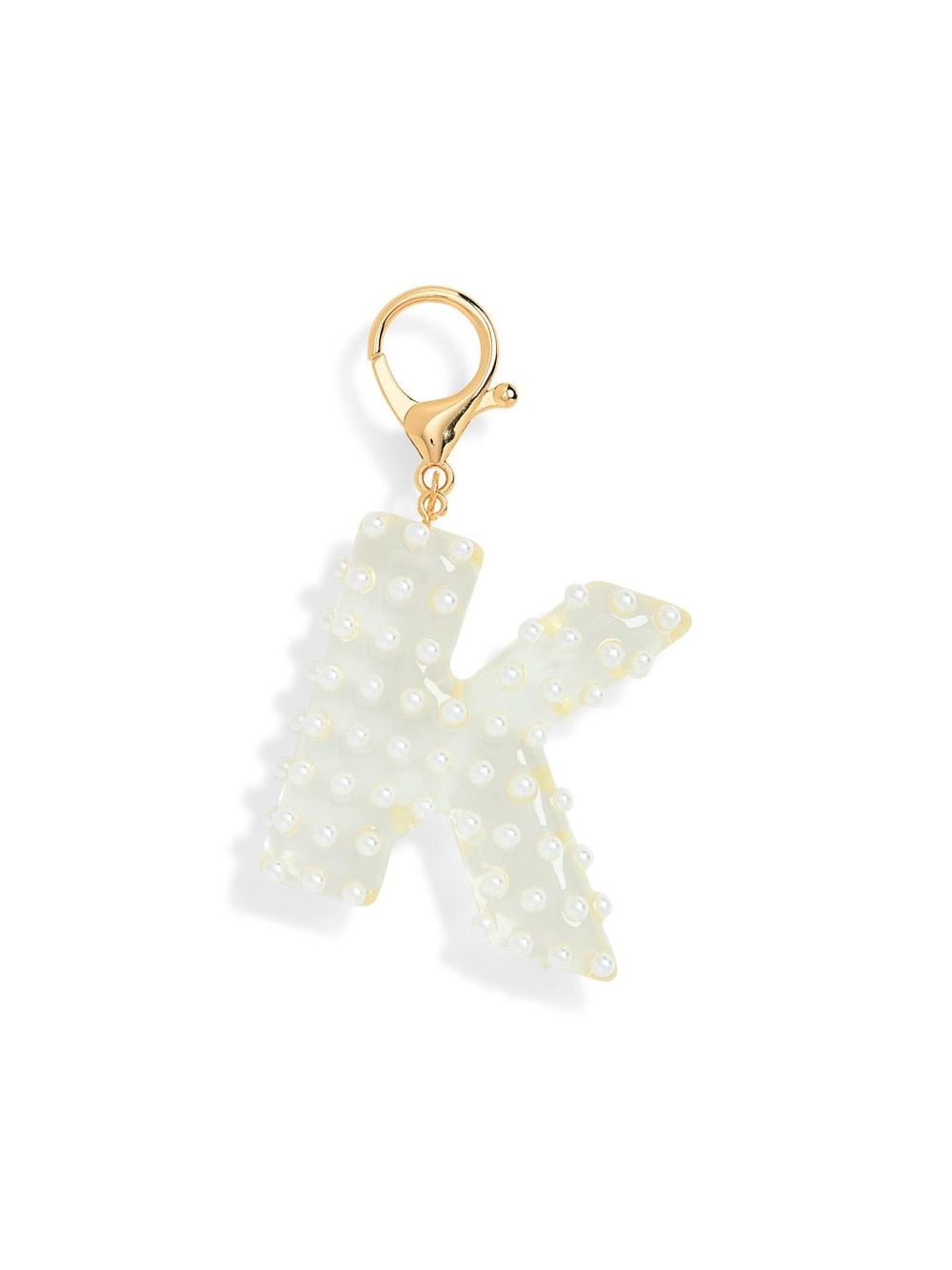Leith faux white pearl letter K bag charm